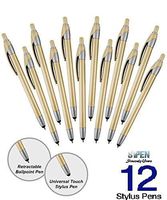 12 Pack Gold Stylus with Ball Point Pen for iPad Mini, iPad 2/3, New iPad, iPhone 5 4S 4 3GS, iPod Touch, Motorola Xoom, Xyboard, Droid, Samsung Galaxy Asus (12 Pack Gold)