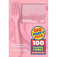 Amscan New Pink Plastic Fork Big Party Pack, 100 Ct.