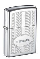 Personalized Zippo Oval Design High Polish Chrome Windproof Lighter with Free Engraving