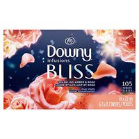 Downy Infusions Fabric Softener Dryer Sheets, Bliss, Sparkling Amber & Rose, 105 Count