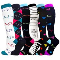 Compression Socks Women & Men 20-30 mmHg (3/6 Pairs), Best Athletic & Medical Running Flight Travel Pregnant (04-White/Navy/Black/White/Black/Black (6 Pairs), Small/Medium)