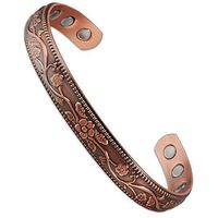 Wollet Jewelry Anti Arthritis Rheumatism Flower Cuff Bangle Women Men Health Copper Bracelet Magnetic Bracelet for Blood Pressure or Your Old Lady Old Father Old Mother Old Man