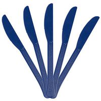 JAM PAPER Premium Utensils Party Pack - Plastic Knives - Navy Blue - 48 Disposable Knives/Pack