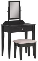 Crown Mark Iris Vanity Table/Stool, Espresso Finish with Beige Seat