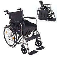 XIGUAN Wheelchair, Fold Light Old Man Portable Mobile Toilet Bath Chair Disabled Scooter Band Toilet Trolley (Color : Black)