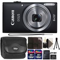 Canon IXUS 185 / ELPH 180 20MP Black Digital Camera + Two 32GB Memory Card + Card Holder + Case + 3pc Cleaning Kit + Mini Tripod