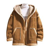 Smoxx Men's Reversible Open Front Coat Lamb Wool Hooded Cardigan Jacket Teddy Coats,Velvet Thickening Cotton-Padded Outwear