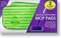 Reusable Mop Pads Fit Swiffer WetJet - Washable Microfiber Mop Pad Refills by Turbo - 12 Inch Floor Cleaning Pads Fit Both Dry Mops and Wet Jet Mop Heads - 2 Pack