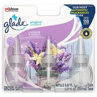 Glade PlugIns Refills Air Freshener, Scented and Essential Oils for Home and Bathroom, Lavender & Vanilla, 2.01 Fl Oz, 3 Count
