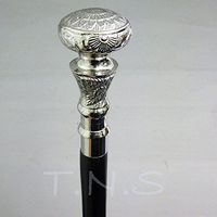 Antique Style Brass Designer Handle Cane Silver Handle Wooden Walking Stick.A