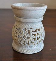 StarZebra Gift Deals - Essential Oil Diffuser, Oil Burner, Oil Warmer with Tea Light Holder for Aromatherapy - Artisan Handcarved Soapstone 3" with Intricate Elegant Tendril Openwork