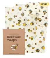 Meadow Beeswax Wrap Assorted 3 Pack Organic Reusable Food Wraps Sustainable Biodegradable Washable for Food Storage - 1 Small, 1 Medium, 1 Large