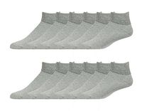 2ND DATE Premium Cotton Diabetic Ankle Socks - Grey-L-Pack of 12