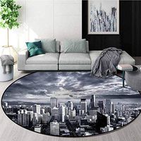 RUGSMAT Wanderlust Dining Room Home Bedroom Carpet Floor Mat,Seattle City Buildings Bedroom Home Shaggy Carpet Round-63