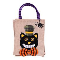 Swyss Halloween Candy Handbag,Portable Cute Gift Bags Witch/Skull/Pumpkin/Black Cat Handbag Halloween Ornaments Home Party Decor (A Black Cat)