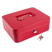 Kyodoled Large Metal Cash Box with Money Tray and Lock,Money Box with Cash Tray,Cash Drawer,9.84"x 7.87"x 3.54" Red Large