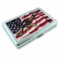 Perfection In Style Silver Cigarette Case Metal Wallet The 2nd Amendment Design D008