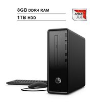 2020 Newest HP Slim Desktop Computer (AMD Dual Core A4-9125 up to 2.6GHz, 8GB DDR4 RAM, 1TB HDD, AMD Radeon R3, DVD, HDMI, WiFi, Bluetooth, Keyboard, Mouse, Windows 10 Home)