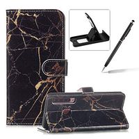 Wallet Case for Galaxy A9 2018,Flip Leather Cover for Galaxy A9 2018,Herzzer Stylish Elegant [Black Gold Marble Pattern] Premium Magnetic PU Leather Stand Card Holder Slots Case with Inner Soft TPU