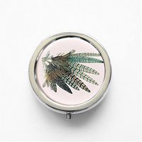 RhyNSky Colorful Light Feather Mini Portable Pocket Pill Box Case Holder for Purse, 3 Compartments, Silvery, FS597