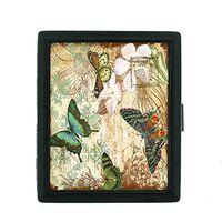 Perfection In Style Metal Cigarette Case Vintage Butterfly Design 004