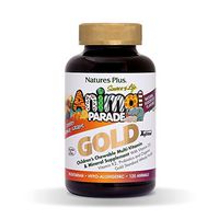 NaturesPlus Animal Parade Source of Life Gold Children's Multivitamin - Assorted Cherry, Orange & Grape Flavors - 120 Chewable Animal Shaped Tablets - Vegetarian, Gluten-Free - 60 Servings