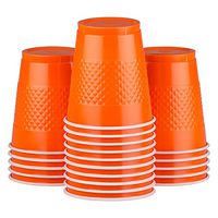 JAM PAPER Bulk Plastic Party Cups - 12 oz - Orange - 200 Glasses/Box