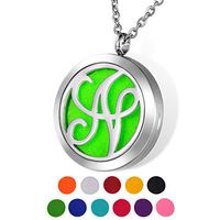 HOUSWEETY Aromatherapy Essential Oil Diffuser Necklace-Stainless Steel Locket Pendant,11 Refill Pads Letter N