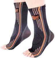 Doc Miller Premium Ankle Brace Compression Support Sleeve Socks for Swollen Foot Plantar Fasciitis Achilles Tendonitis, Use as Injury Support Recovery Eases Pain Swelling 1 Pair (Orange, X-Large)