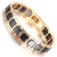 HiTreasure Rose Gold Tungsten Black Ceramic Germanium Magnetic Therapy Health Link Bracelet for Arthritis Pain Relief Men Women(Imported,3000 Gauss Each Link)