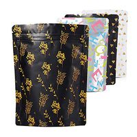 50 Stand Up Mylar Bags, 5x7 Inch (3oz) Resealable Smell Proof Bags, Aluminum Foil Airtight Ziplock Bags for Food Safe Storage (Black-Tree)