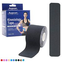 AUPCON Sports Kinesiology Tape Precut Muscle Tape Breathable Hypoallergenic Latex Free Water Resistant Pain Relief Knee Shoulder Elbow Ankle Injury Recovery Therapeutic Aid (1RollBlack)