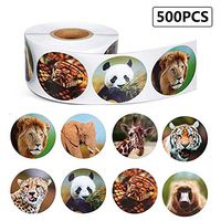 Luckycyc Animal Label Sticker, 500PCS Zoo Animals Roll Stickers Decorative Stickers Labels Animal Pattern Stickers for Decorating Maps Boxes Books Envelopes Bags