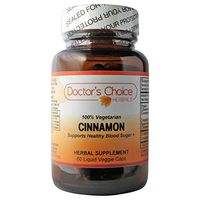 Doctor’s Choice Cinnamon Herbal Supplement with Organic Cinnamon Bark, 60 Liquid Filled Veggie Caps, Kosher – Premium Quality – Glass Bottle.