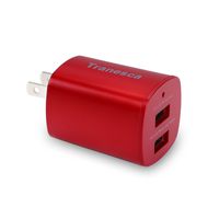Tranesca Dual USB Port Travel Wall Charger with Foldable Plug Compatible with iPhone XS/XR/X/8/7/6/6Plus/, Samsung Galaxy S7/S6/S5 Edge, LG, HTC, Moto, Kindle and More-Red