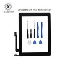 KAKUSIGA Compatible for ipad 4th Generation Touch Screen Glass Digitizer Replacement, Home Button Flex, Adhesive Tape, Repair Tools kit (Black)