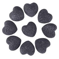 rockcloud Black Lava Rock Stone Heart Shape Pocket Stones Dyed Lava Rocks Aromatherapy Essential Oil Diffuser Set, 0.9 Inch, 10 Pcs