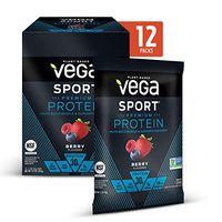 Vega Sport Protein Powder Berry, Plant-Based Vegan Protein Powder, BCAAs, Amino Acid, tart cherry, Non Dairy, Keto-Friendly, Gluten Free, Non GMO, (12 Count of 1.5 oz Packs) 17.9 oz