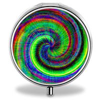 Compact 3 Compartment Medicine Case, IMLONE Customized Tie Dye Swirl Pill Organizer Metal Pill Box Pill Container for Purse, Travelling and Daily Needs
