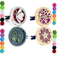 4 PCS car Aromatherapy Fragrance Essential Oil Diffuser Vent Clip Stainless Steel locket with 48 Replacement Felt Pads