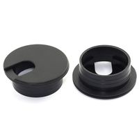 HJ Garden 2pcs 1-3/8 inch Desk Wire Cord Cable Grommets Hole Cover for Office PC Desk Cable Cord Organizer Plastic Cover Black