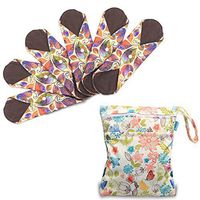 Teamoy 6Pcs 7.9 Inches Sanitary pad, Reusable Washable Cloth Menstrual Pads/Panty Liners with Wet Bag, Super-Absorbent, Soft and Comfortable, Perfect for Light Flow(Small,Leaves)