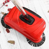 360 Degree Rotating Household Automatic Hand Push Sweeper Broom,Multi-Functional Profession Hand-push Vacuum,3 in 1 Dustpan and Trash Bin Floor Cleaning System (red)