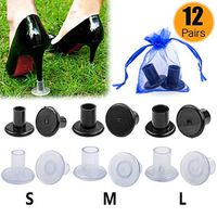 12 Pairs Women High Heel Protectors for Walking on Grass, STARVAST Clear/Black Heel Stopper S, M, L Size Anti Slip Heel Repair Caps Covers Replacement for Weddings, Races, Formal Occasions