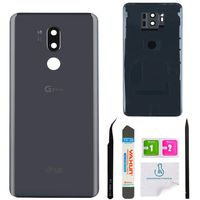 OmniRepairs Rear Battery Door Cover with Glass Camera Lens Replacement Compatible for LG G7 ThinQ Model (G710TM, G710AWM, G710EMW, G710ULM, G710VMX, G710PM) with Adhesive and Repair Toolkit (Grey)