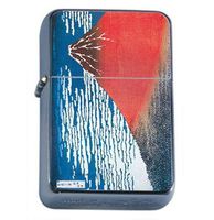 Hokusai Mount Fuji Japanese Windproof Refillable Flip Top Oil Lighter with Tin Gift Box D-414