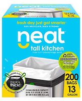 Neat Tall Kitchen 13 Gallon Drawstring Trash Bags - (MEGA 200 Count) - Triple Ply Fortified, Eco-Friendly 50% Recycled Material, Neutralize+ Odor Technology, Reversible Black and White Garbage Bags