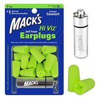Mack's Hi Viz Soft Foam Earplugs, 7 Pair with Travel Case - Most Visible Color, Easy Compliance Checks, 32dB High NRR - Comfortable, Safe Ear Plugs for Shop Work, Industrial Use and Motor Sports