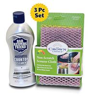 BAR KEEPERS FRIEND Cooktop Cleaner Kit. Liquid (13 OZ) and Non Scratch Scouring Dishcloth | Multipurpose, Glass Ceramic Stovetop, Soft Cleaner and Non Scratch Dish Cloth