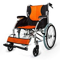 BABIFIS Lightweight Aluminium Folding Transit Travel Wheelchair with Handbrakes,Disabled Travel Trolley - Weighs Only 11kg